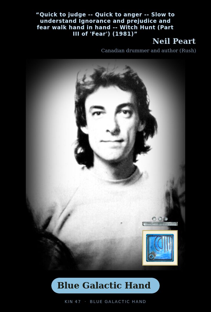 Neil Peart · Blue Galactic Hand